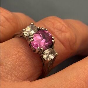 Zales Sterling Silver Pink Sapphire Ring Size 7